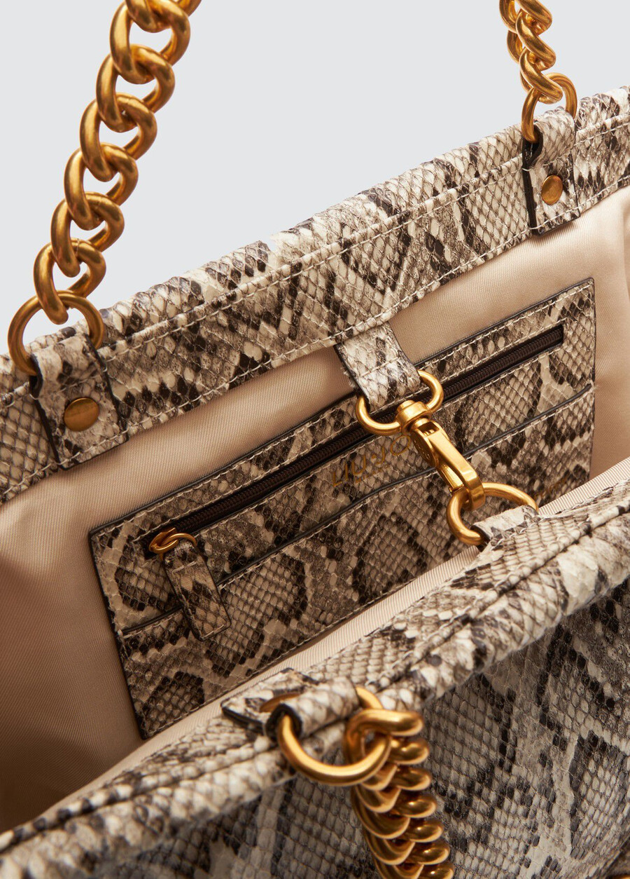 large snakeskin lapuffy tote bag
