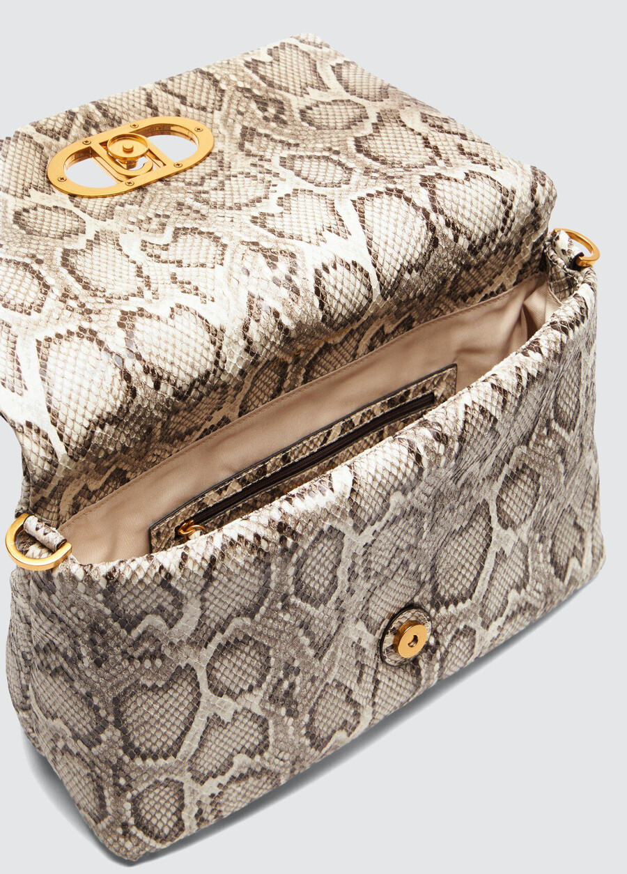 large snakeskin lapuffy bag