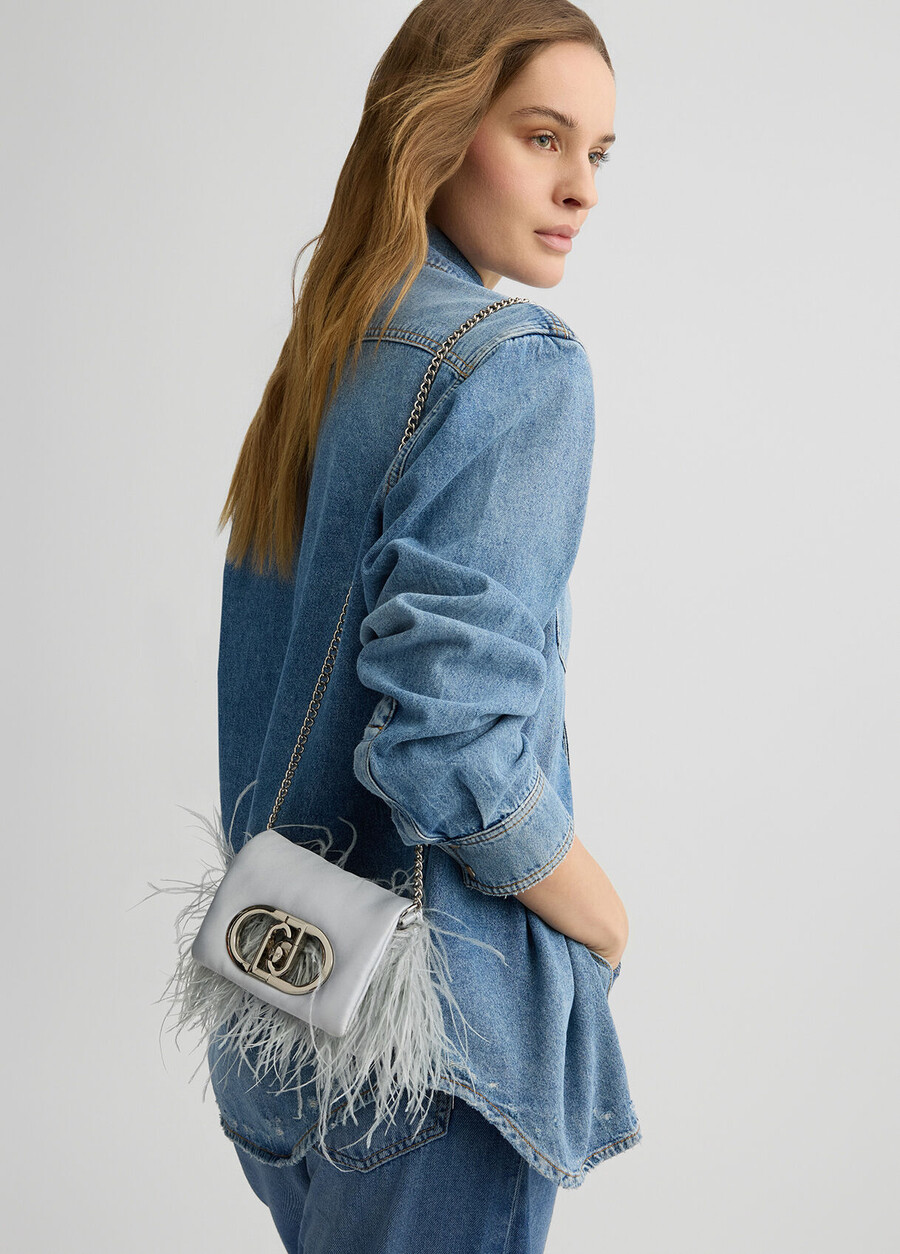 lapuffy mini bag with feathered detailing
