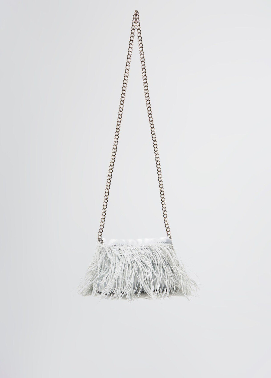 lapuffy mini bag with feathered detailing