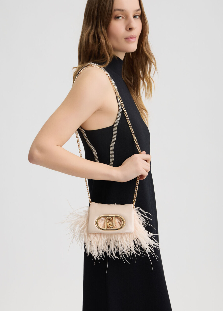 lapuffy mini bag with feathered detailing