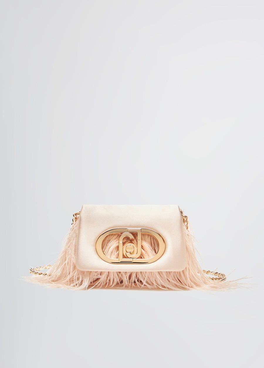lapuffy mini bag with feathered detailing