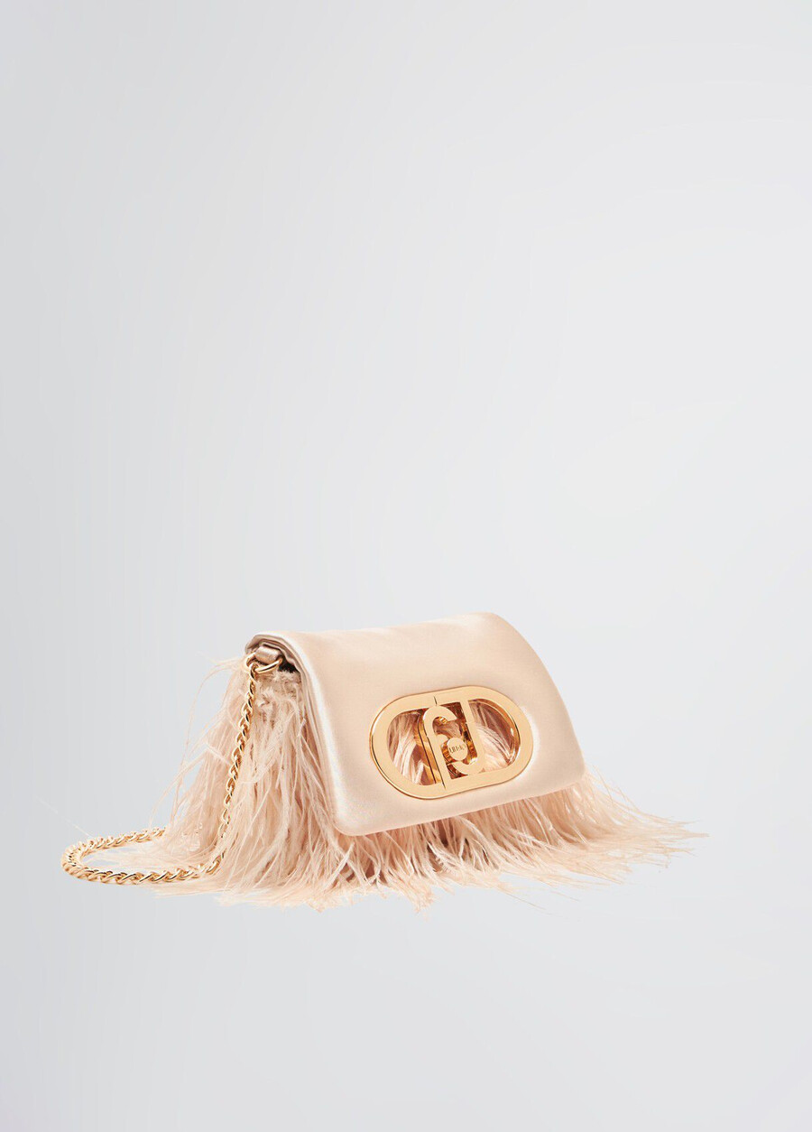 lapuffy mini bag with feathered detailing