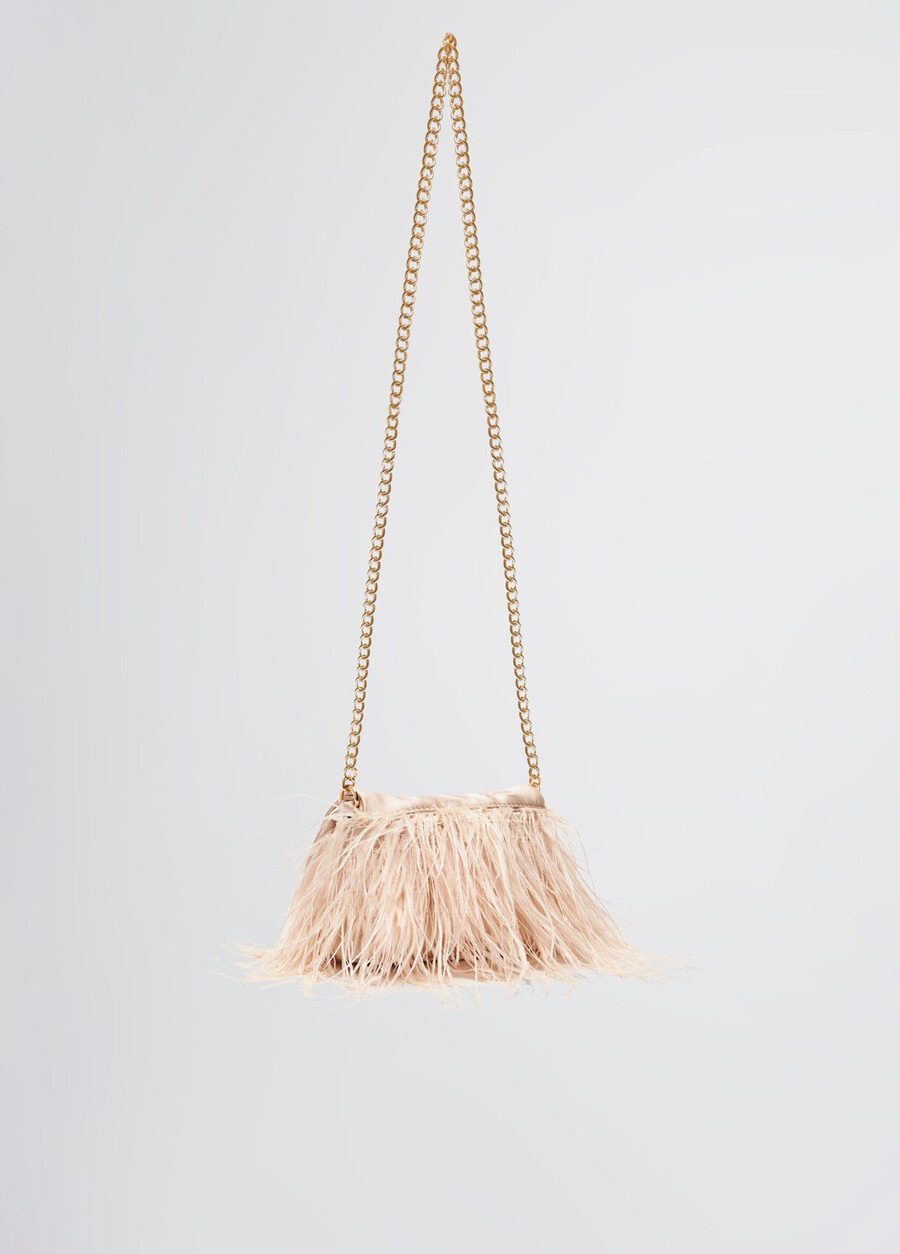 lapuffy mini bag with feathered detailing