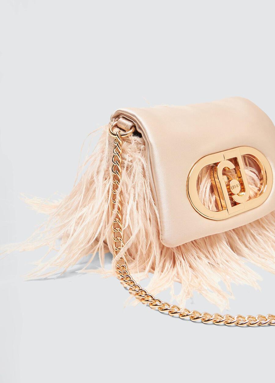 lapuffy mini bag with feathered detailing