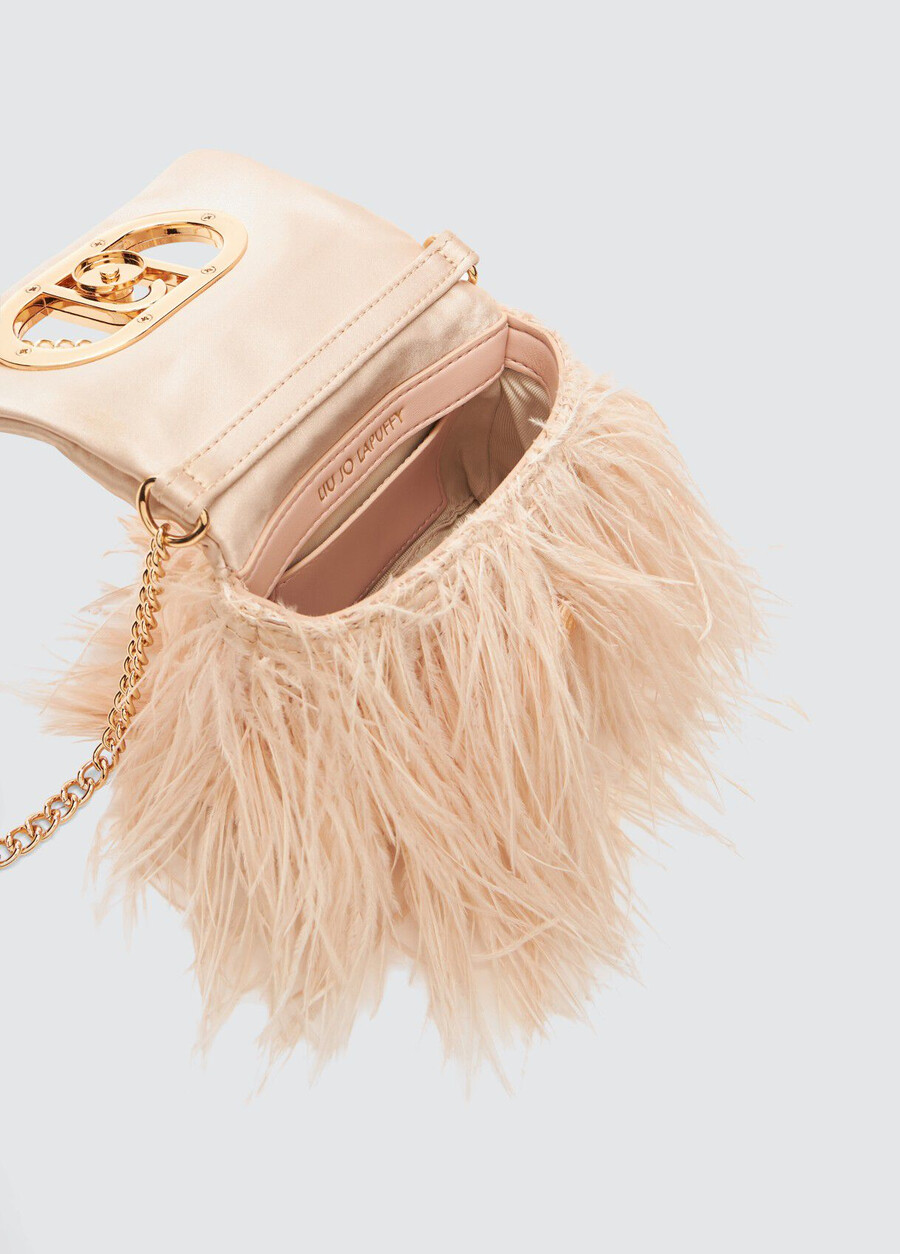 lapuffy mini bag with feathered detailing
