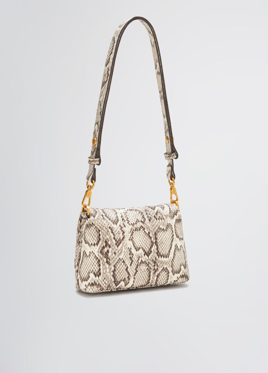 small snakeskin lapuffy bag