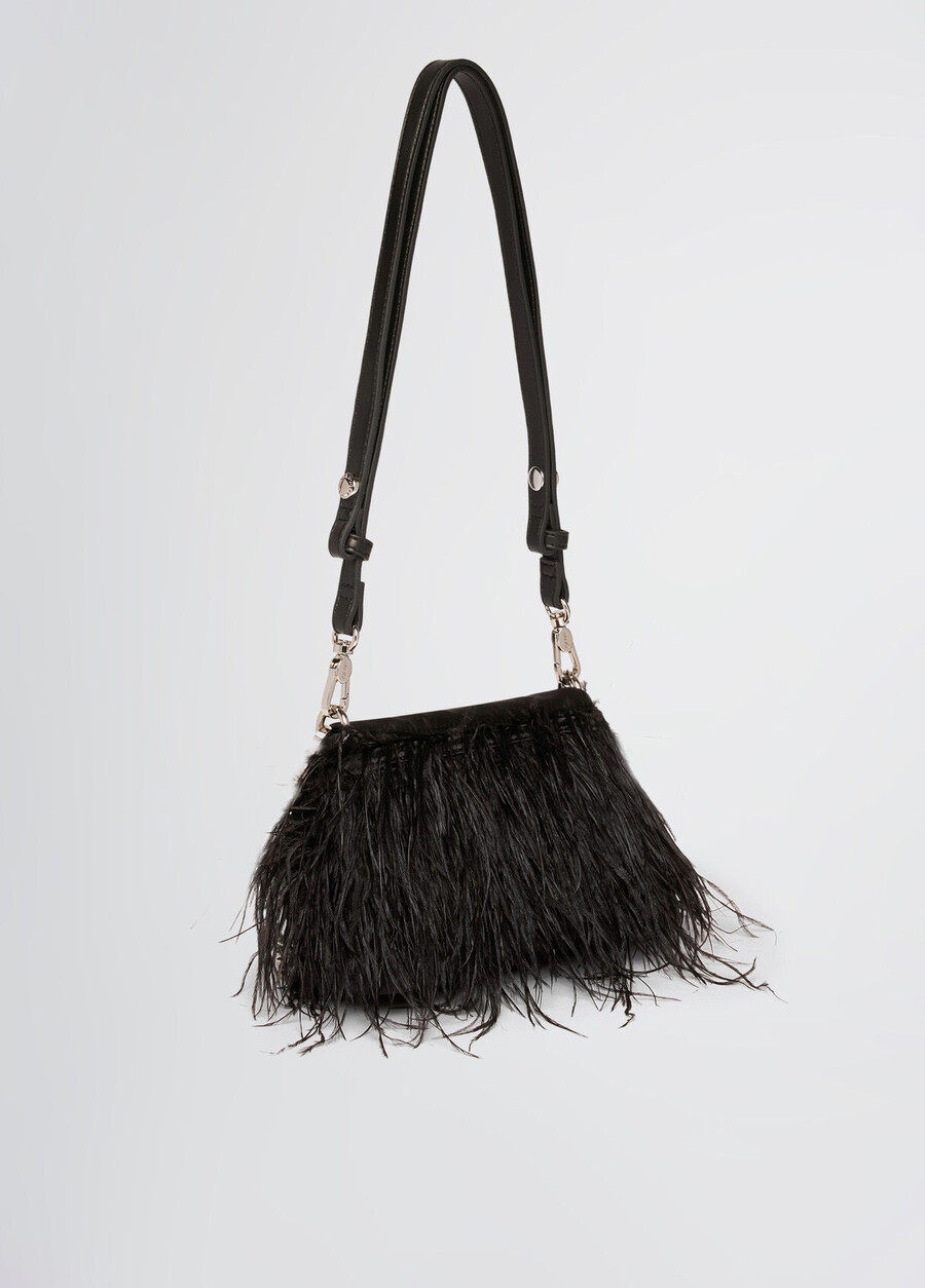 small lapuffy bag with feathered detailing