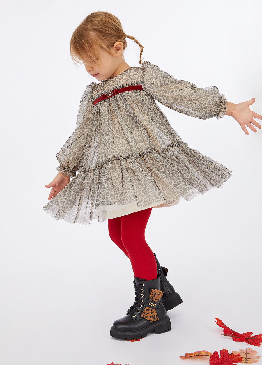 animal-print tulle dress