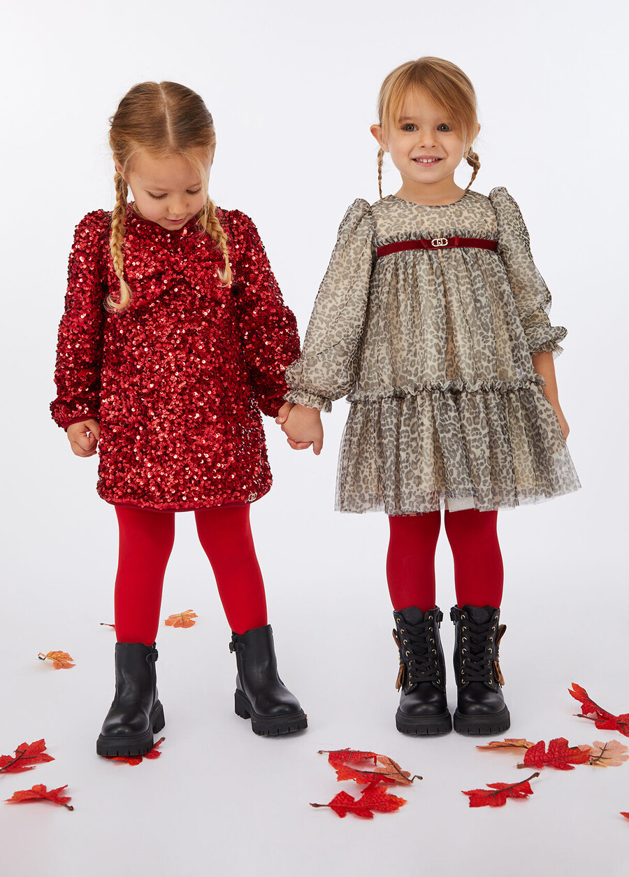 animal-print tulle dress