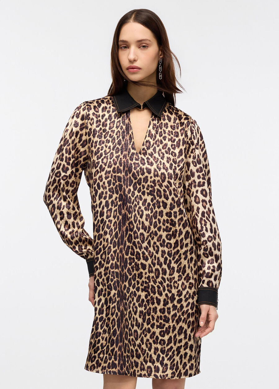 short animal-print dress with cut-out