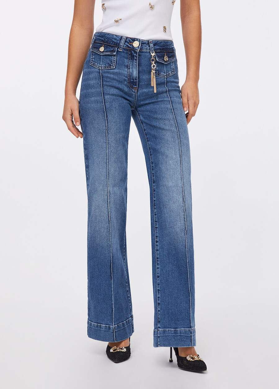 flare jeans with jewelled charm