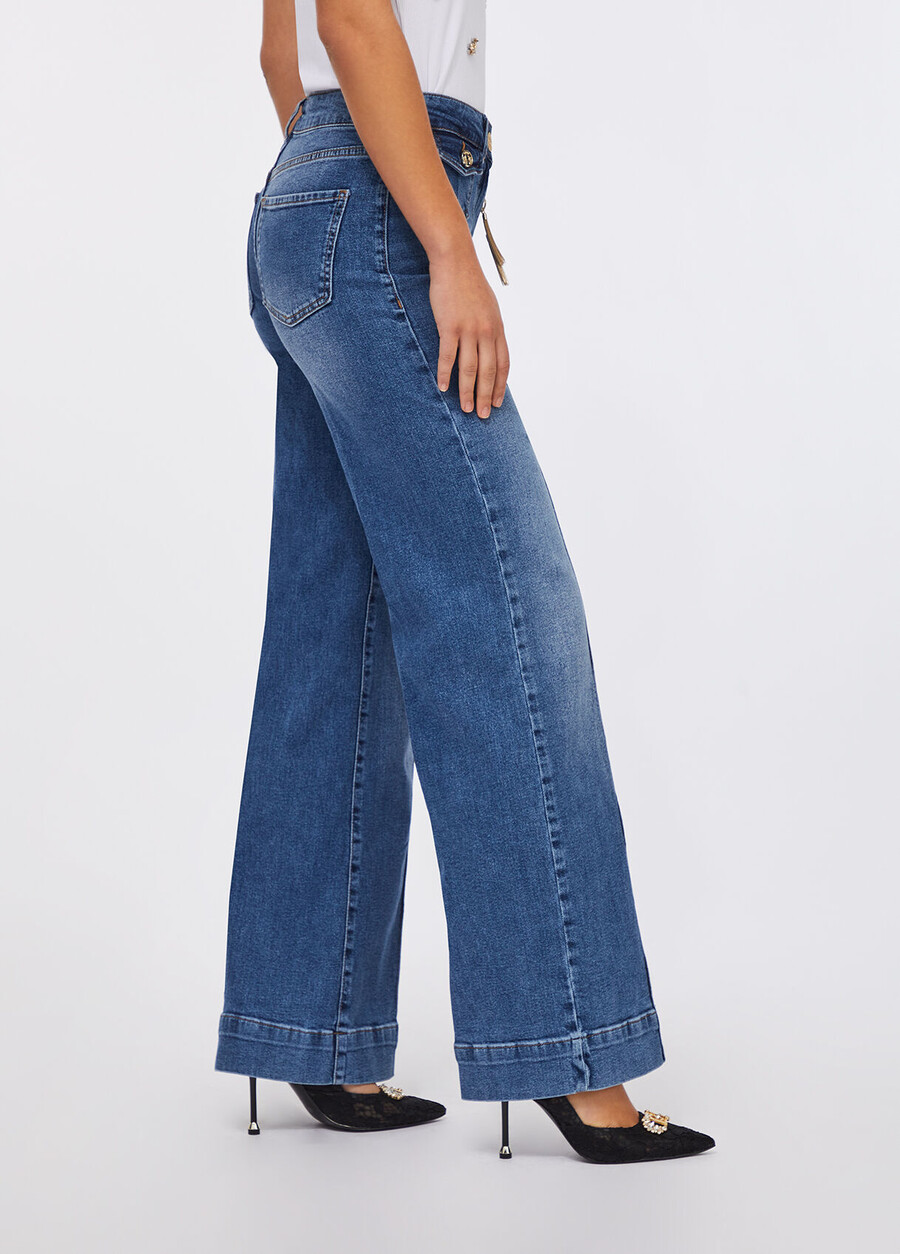 flare jeans with jewelled charm