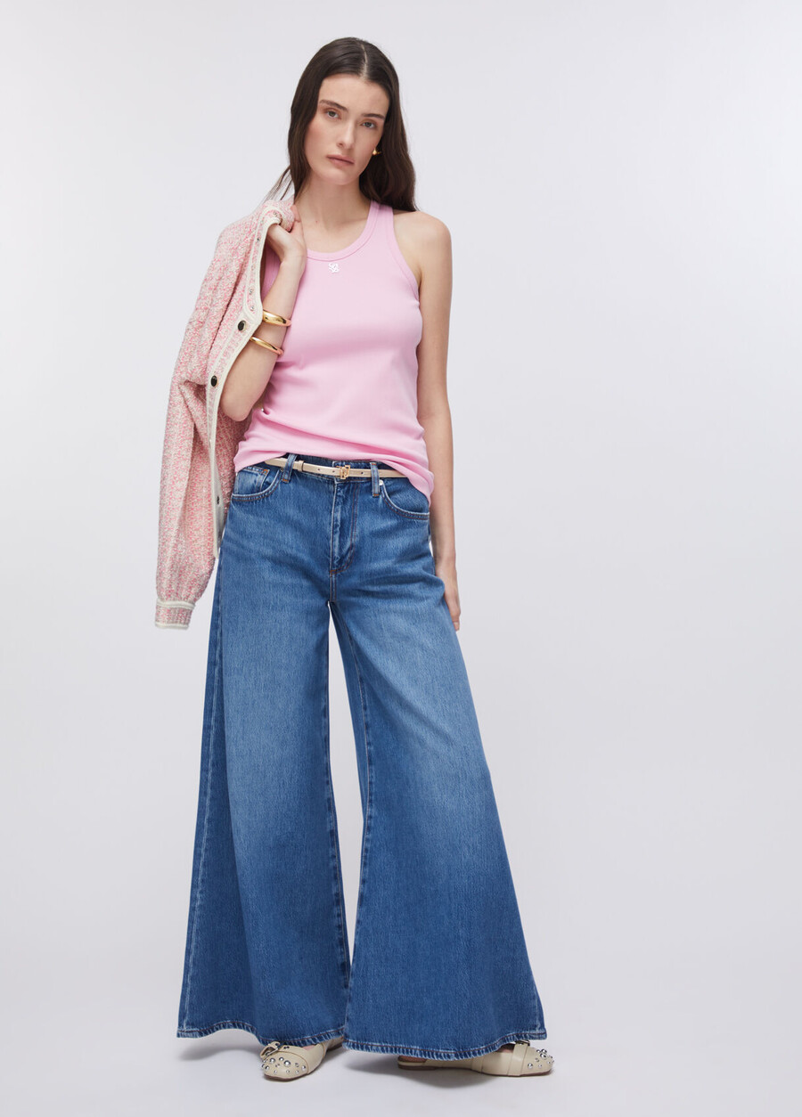 high-waisted super-flared jeans