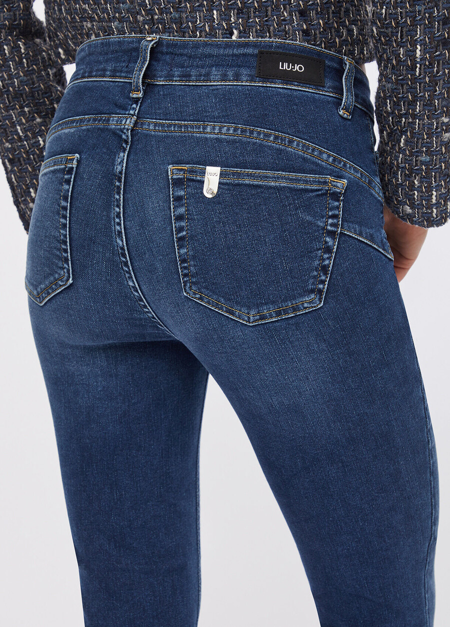 flare jeans with jewelled buttons