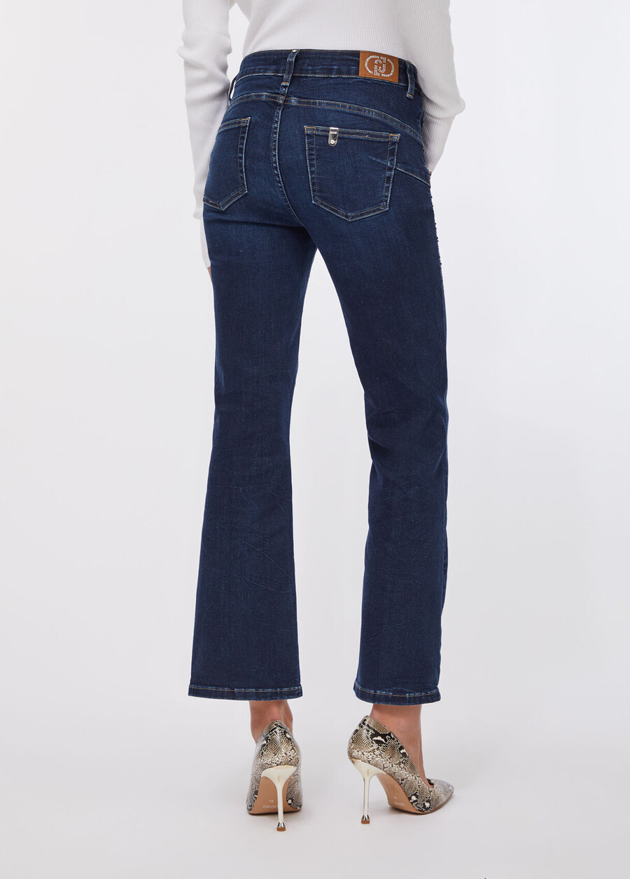 cropped flared jeans with gemstones