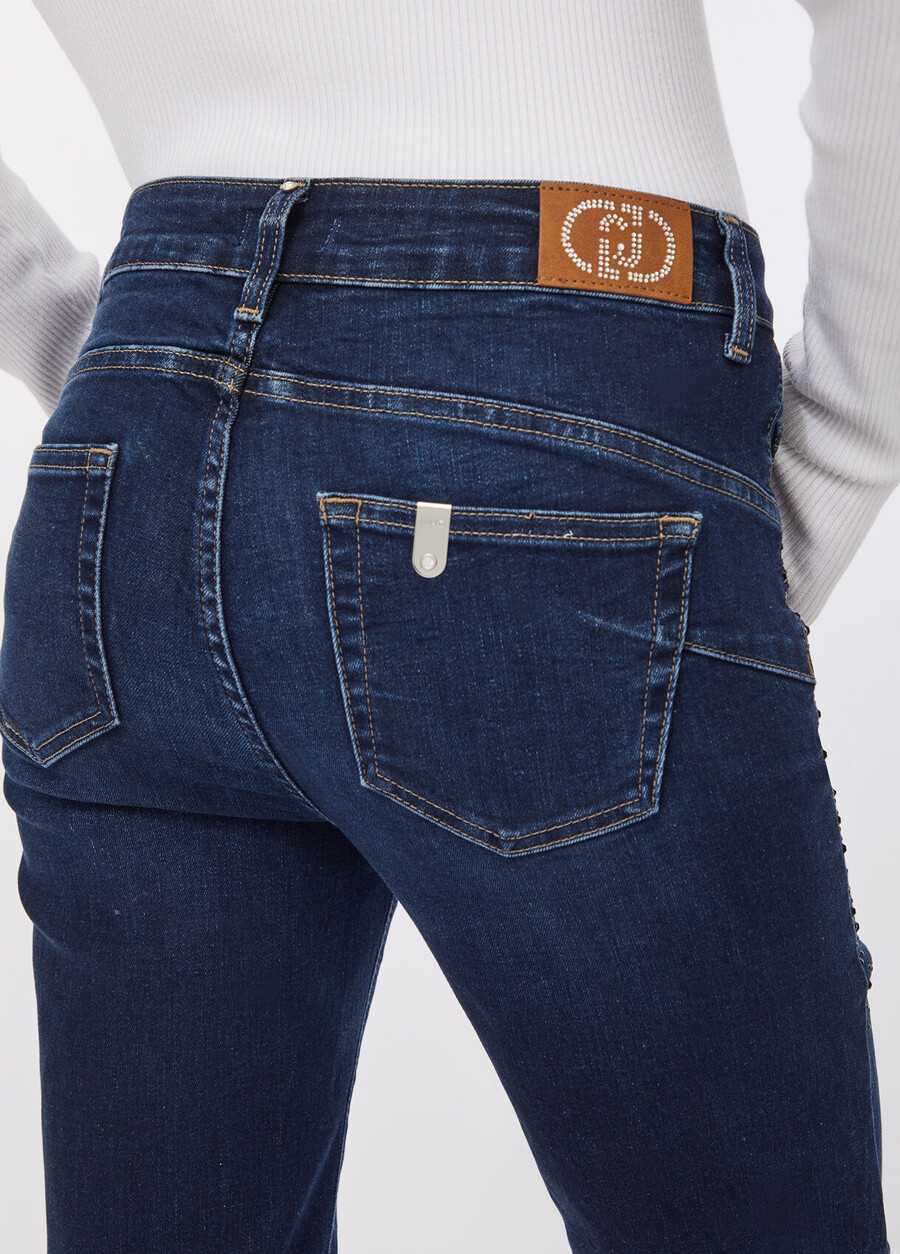 cropped flared jeans with gemstones