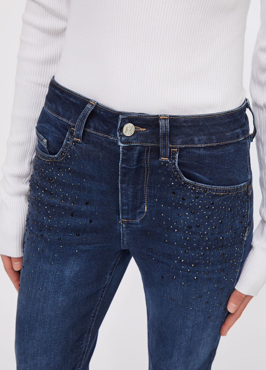 cropped flared jeans with gemstones