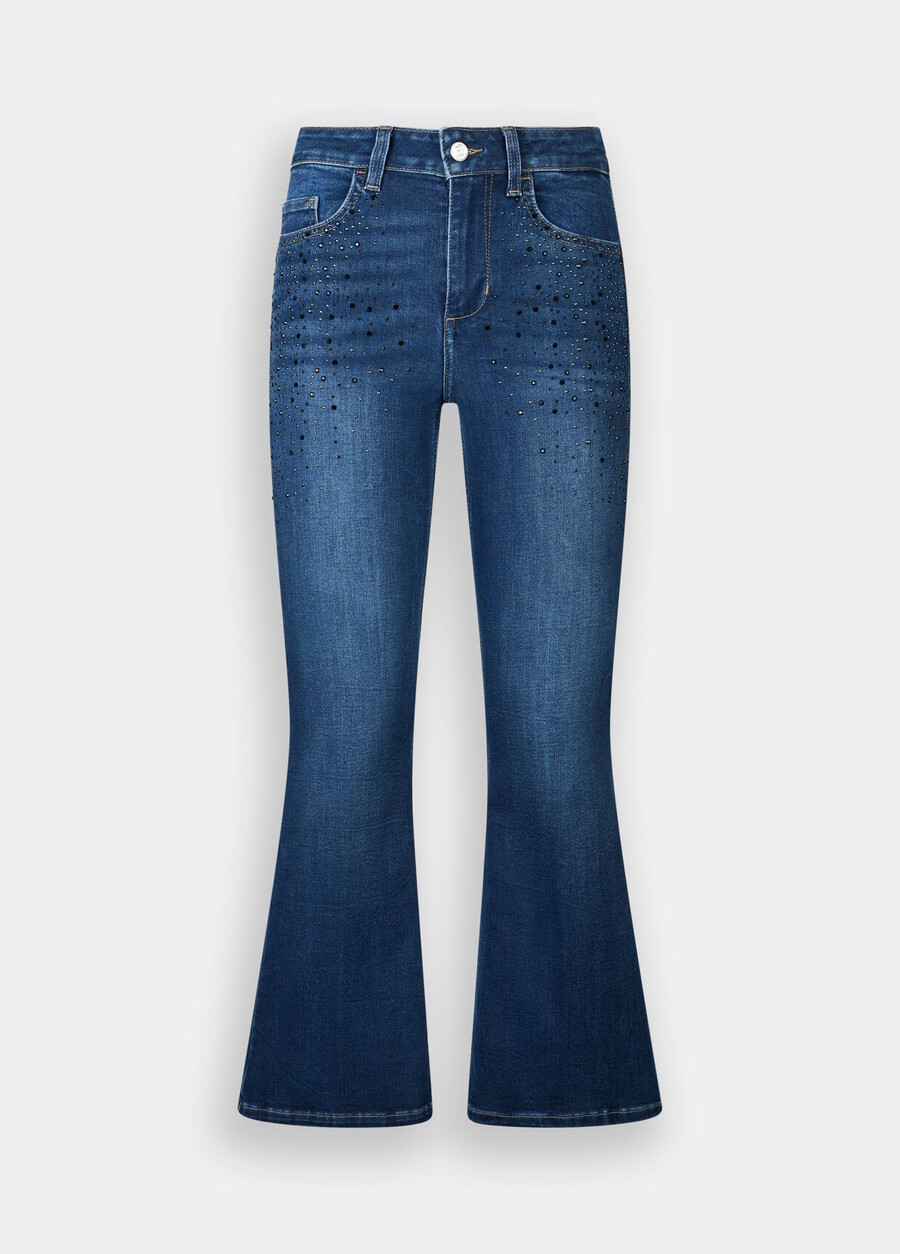 cropped flared jeans with gemstones