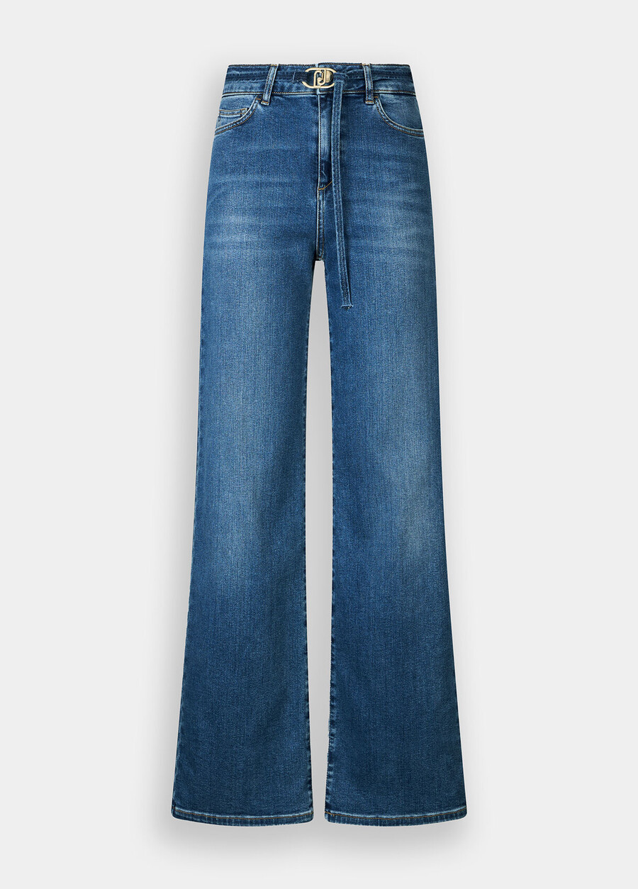 cropped flared jeans with belt