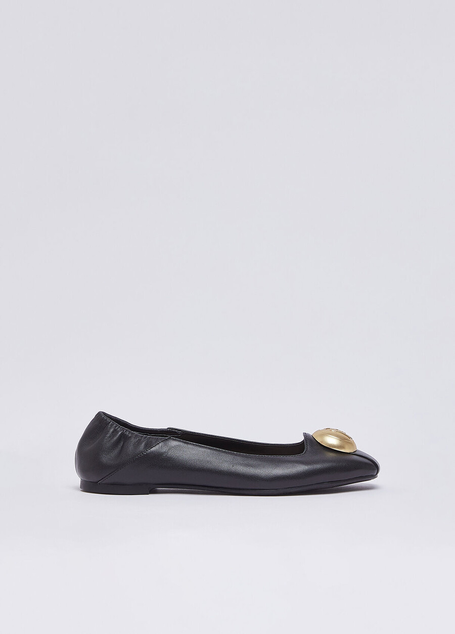 leather ballet flats with logo