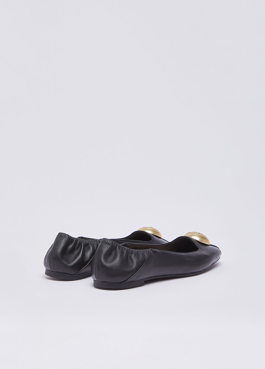 leather ballet flats with logo