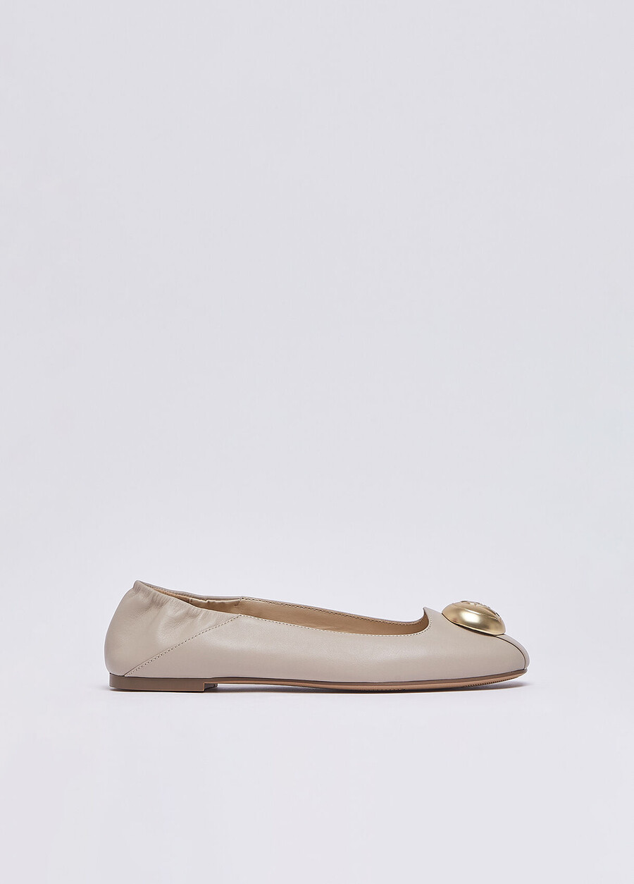 leather ballet flats with logo