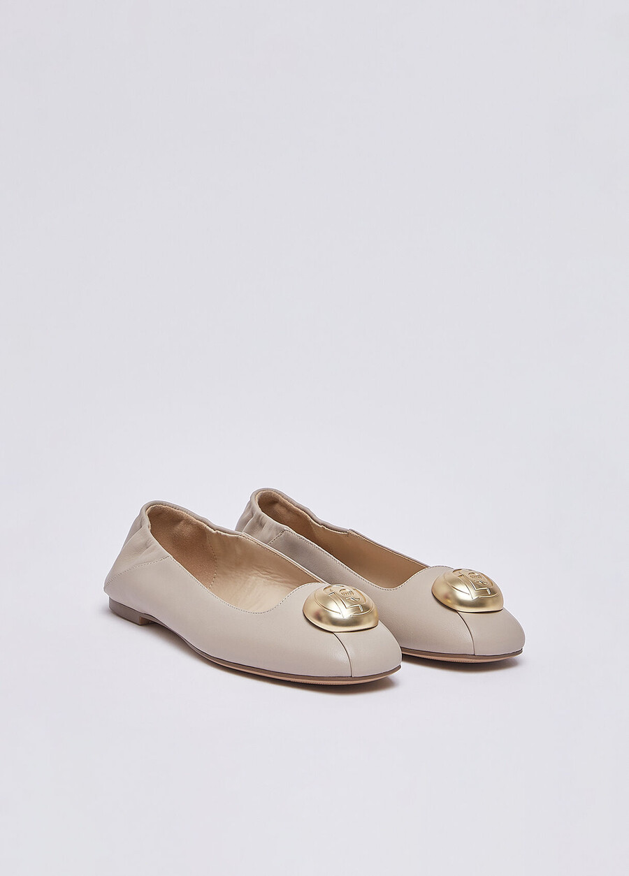 leather ballet flats with logo