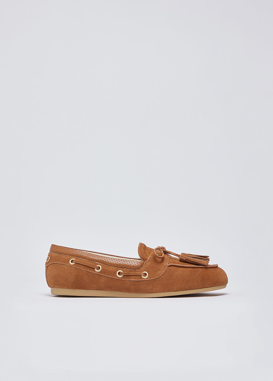 suede loafers with tassels