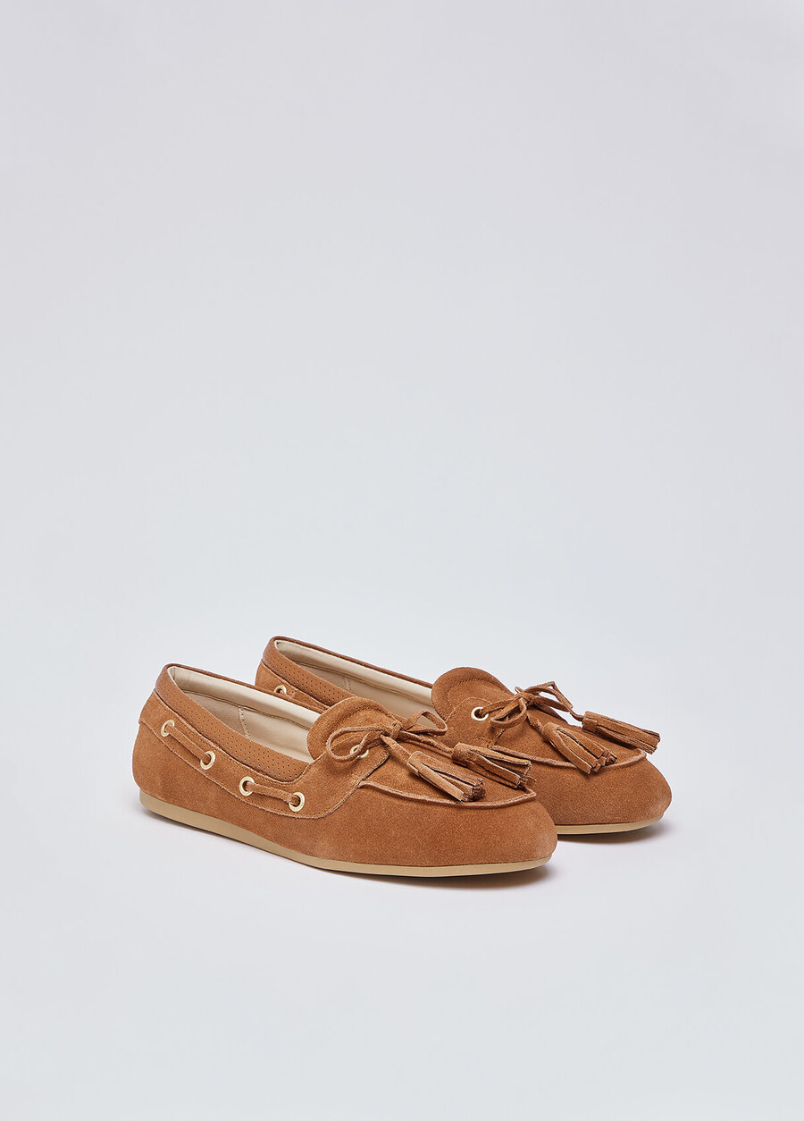 suede loafers with tassels