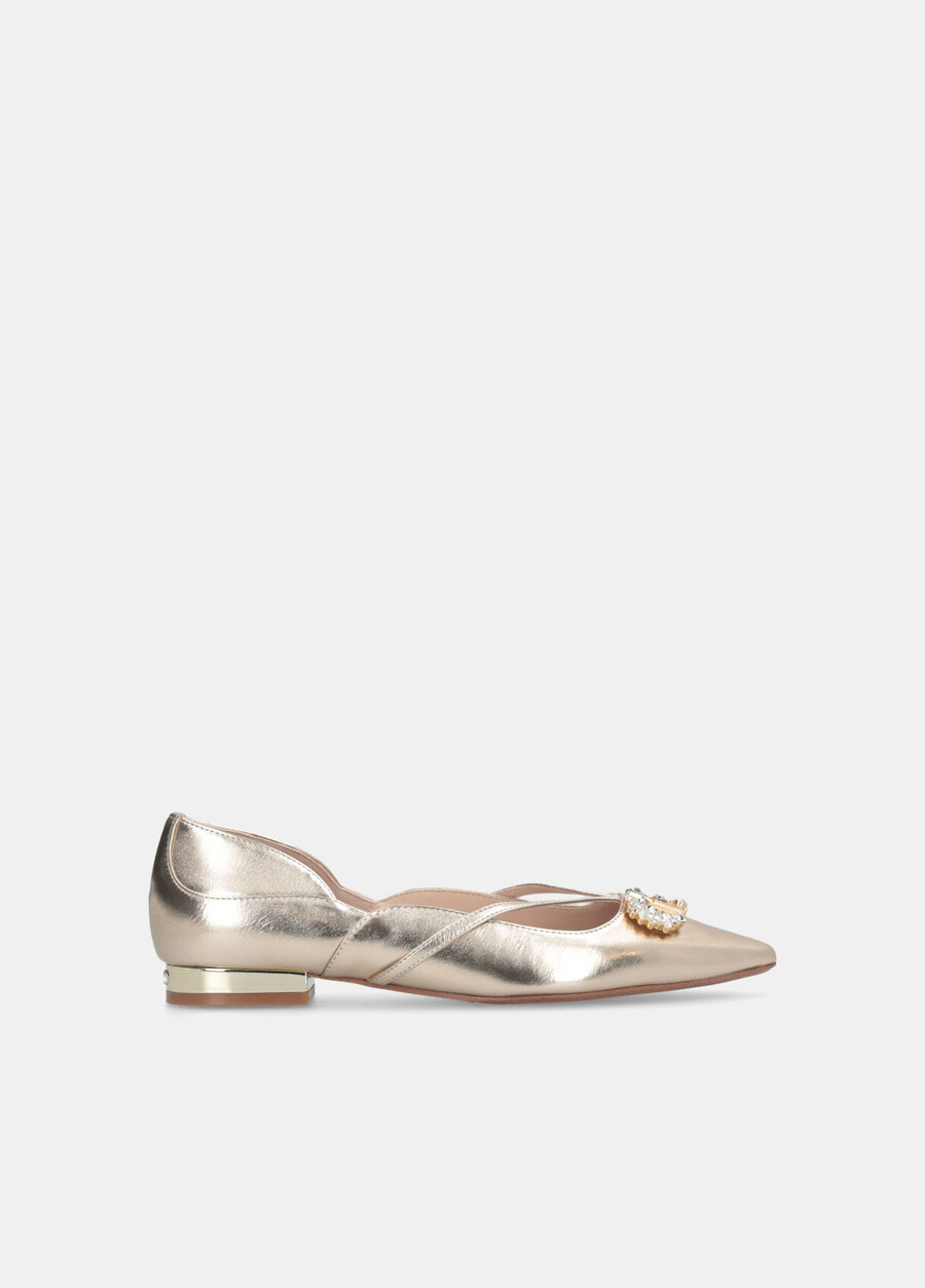 ballet flats with bejewelled logo