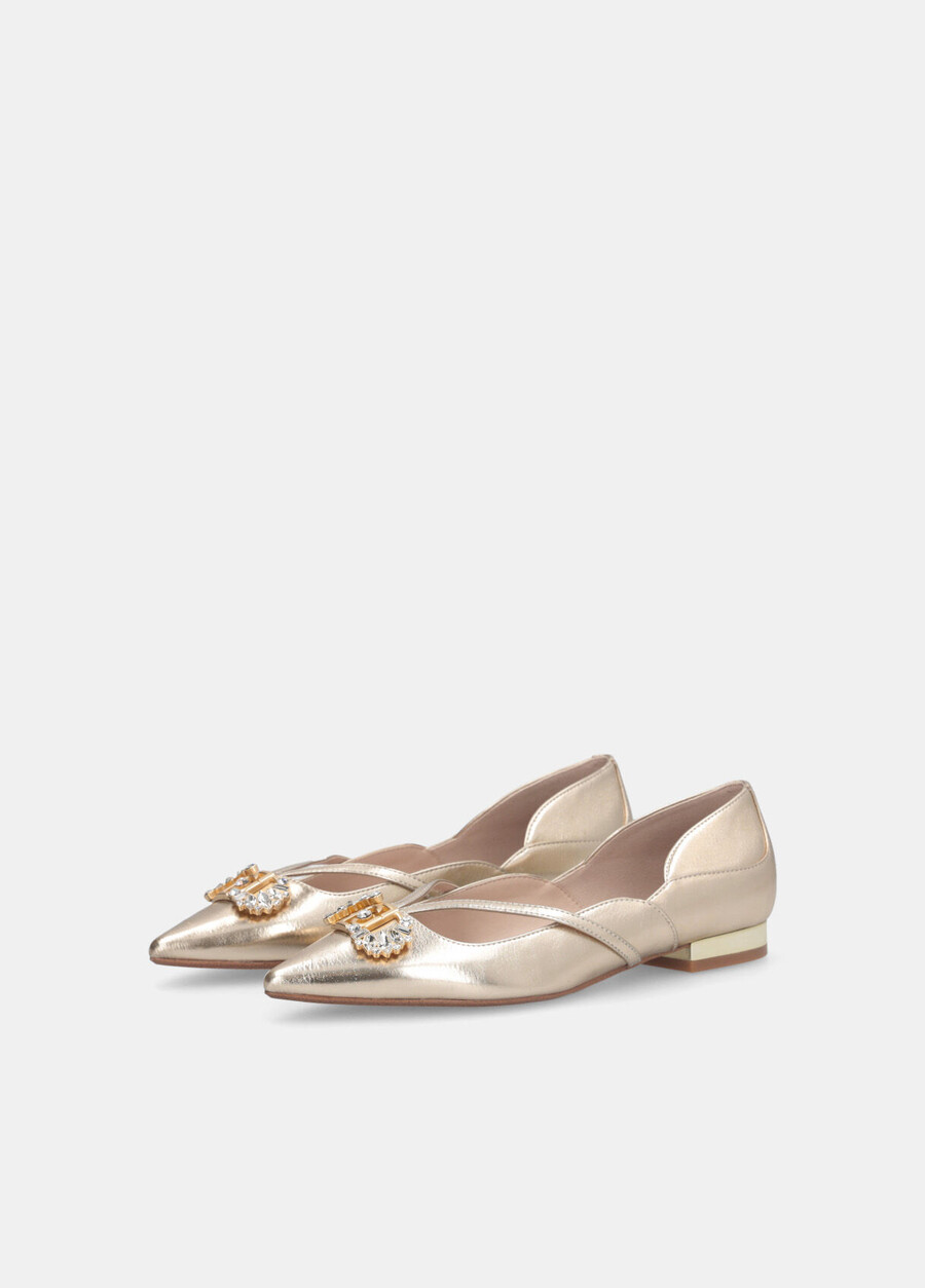 ballet flats with bejewelled logo