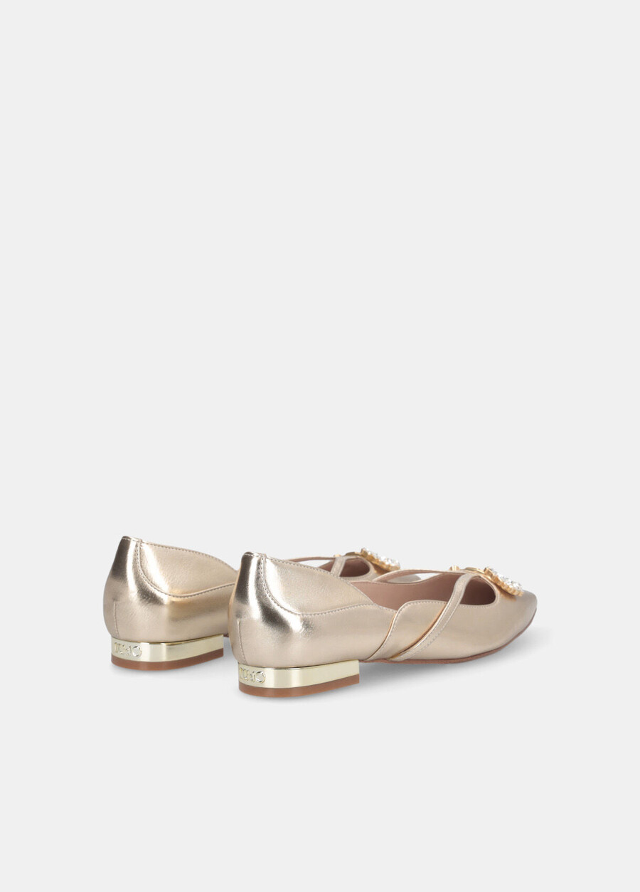 ballet flats with bejewelled logo