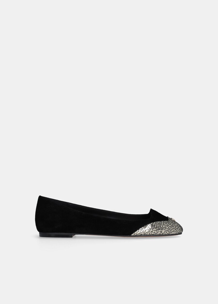 suede ballet flats with crackle detailing