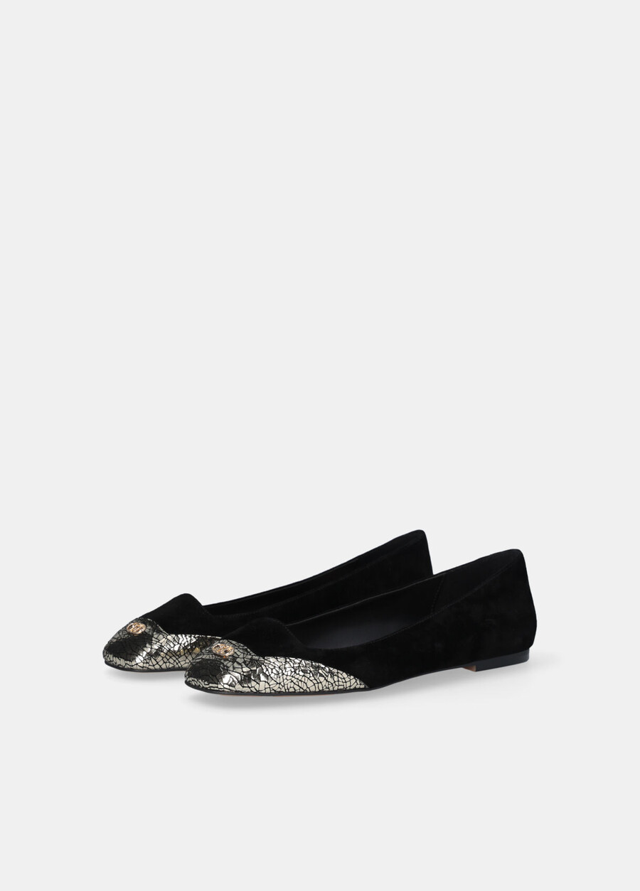 suede ballet flats with crackle detailing