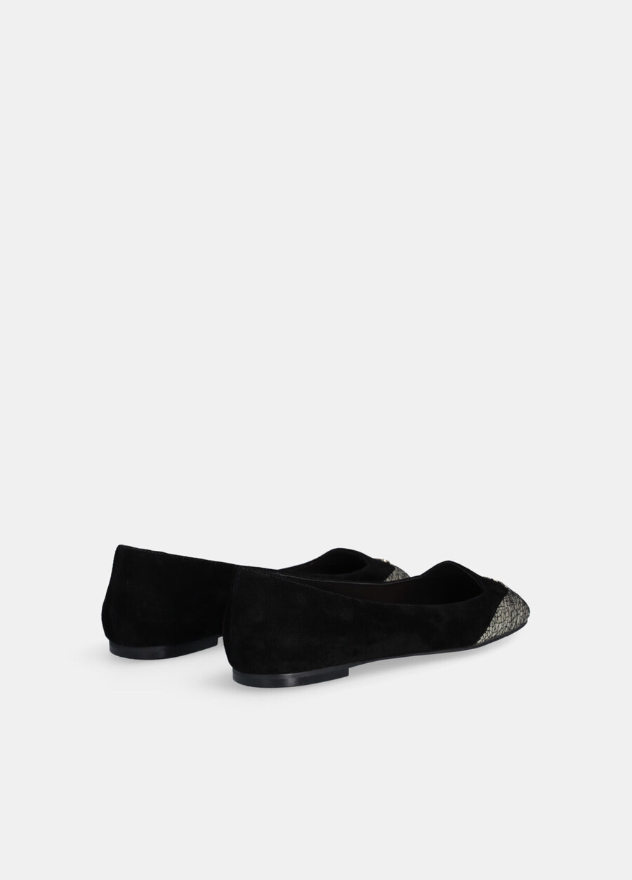 suede ballet flats with crackle detailing