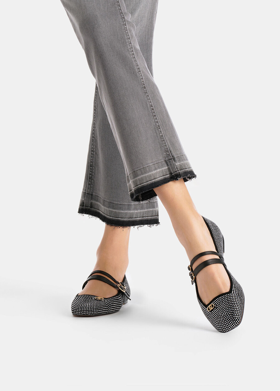 ballet flats with all-over rhinestones