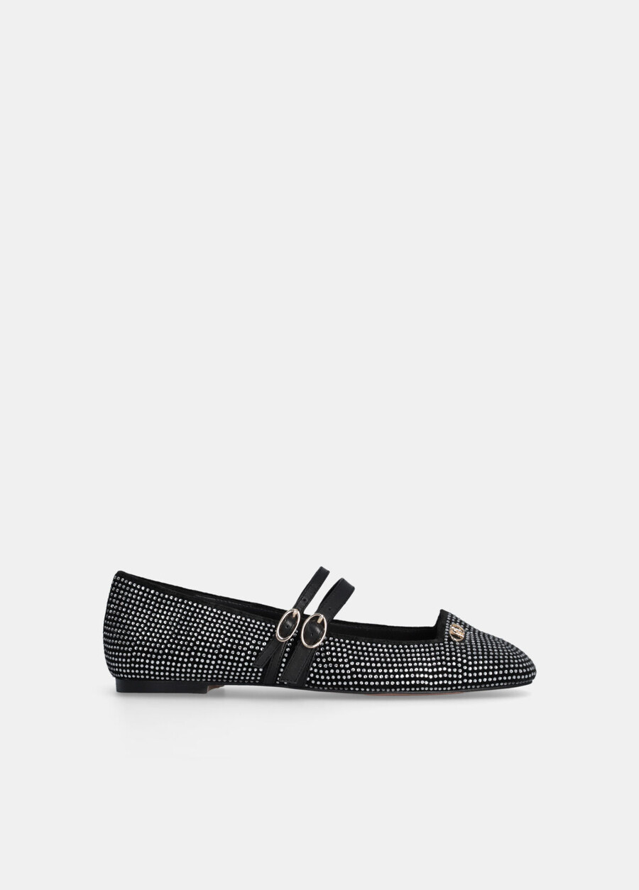 ballet flats with all-over rhinestones