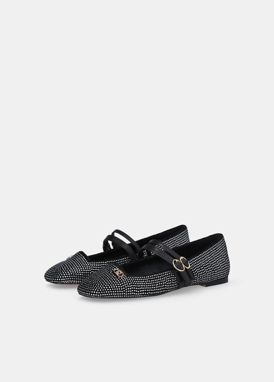 ballet flats with all-over rhinestones