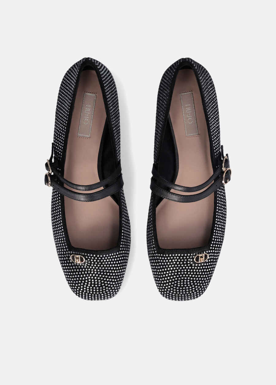 ballet flats with all-over rhinestones