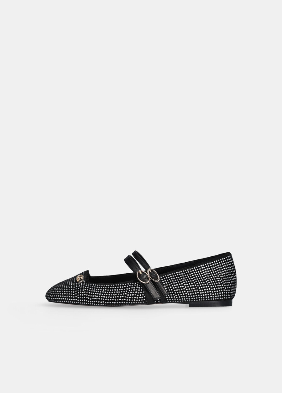 ballet flats with all-over rhinestones