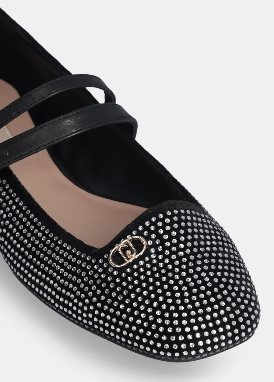 ballet flats with all-over rhinestones