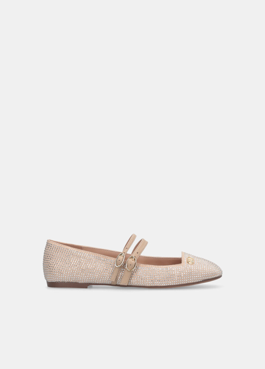 ballet flats with all-over rhinestones