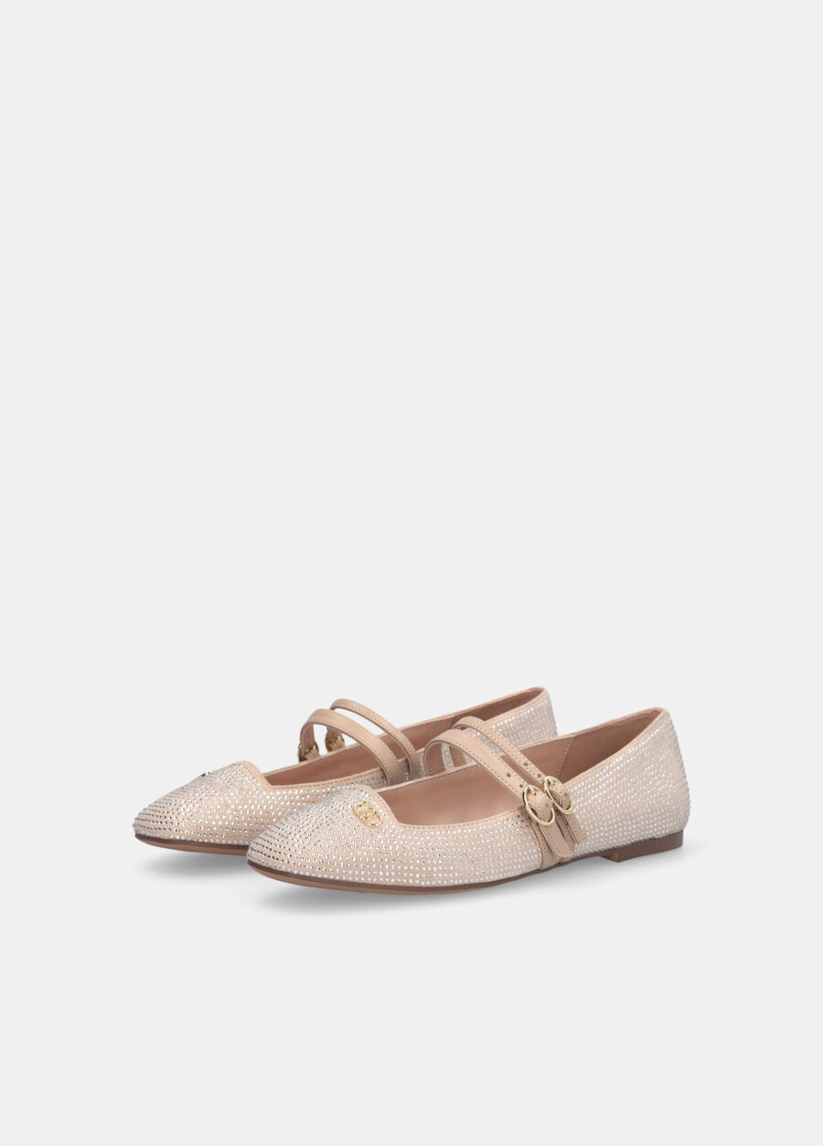 ballet flats with all-over rhinestones