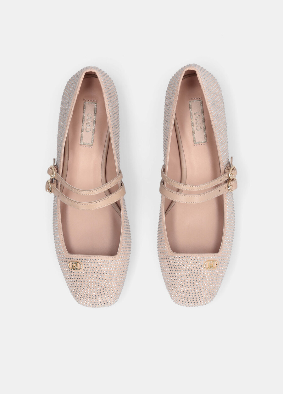 ballet flats with all-over rhinestones