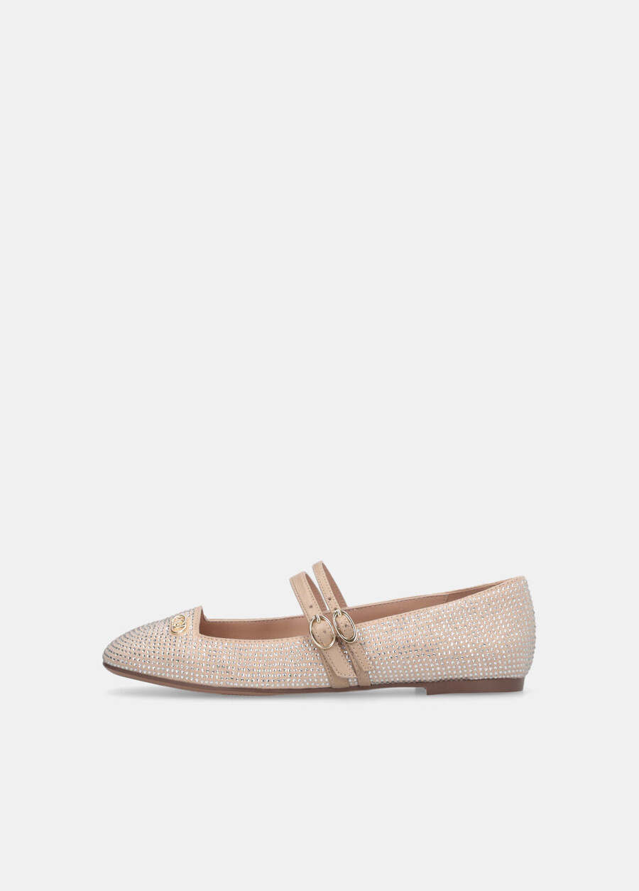 ballet flats with all-over rhinestones