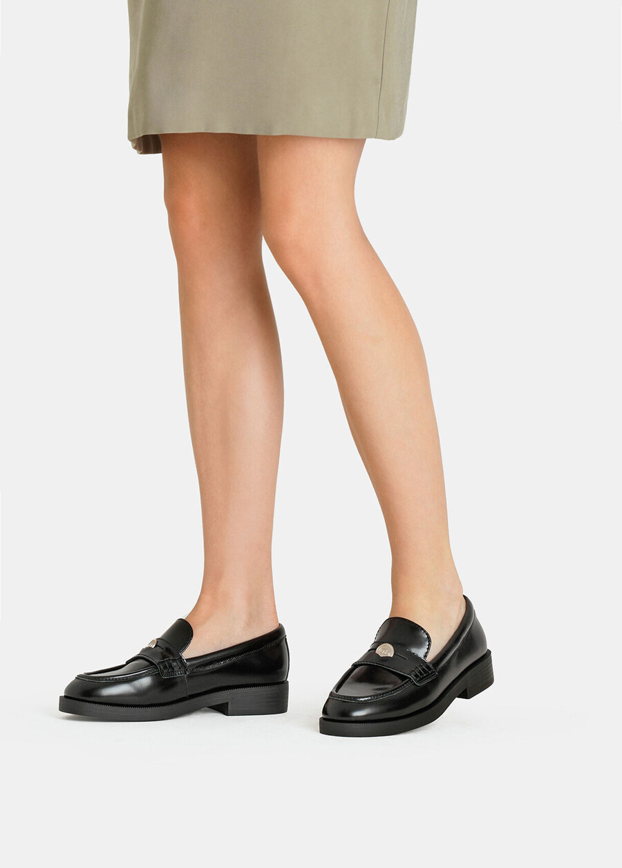 abraded leather loafers
