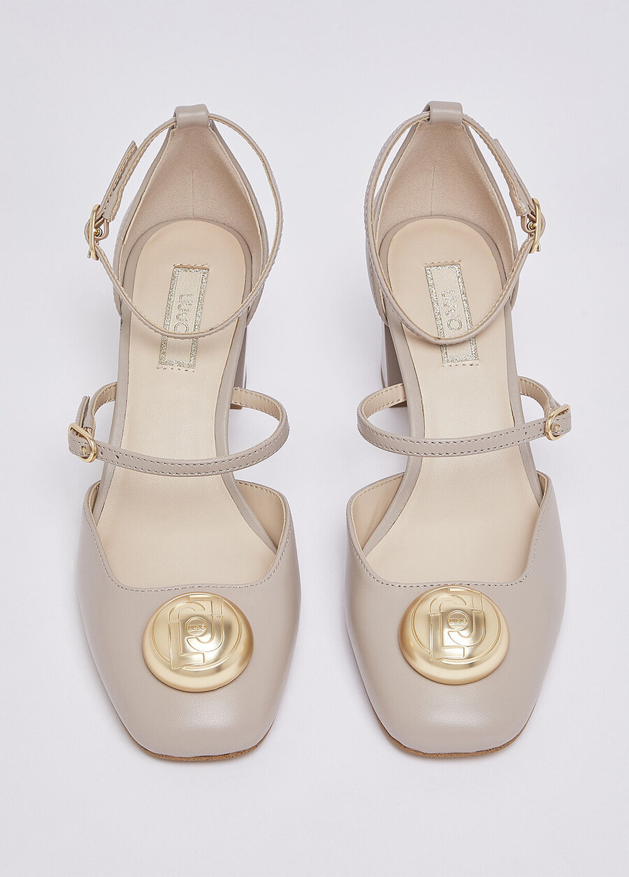 two-piece leather pumps