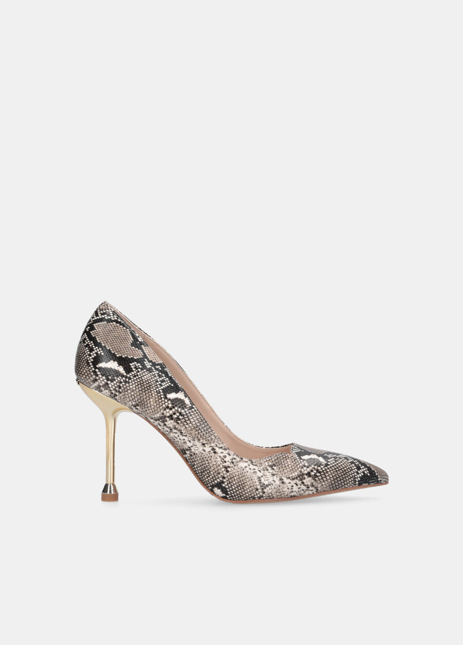 snakeskin-print court shoes