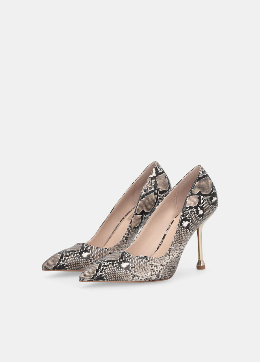snakeskin-print court shoes